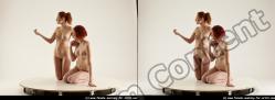 Nude Woman - Woman White Slim long red 3D Stereoscopic poses Pinup